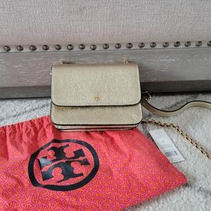 Tory Burch Crinkle Metallic gold Mini Shoulder Bag